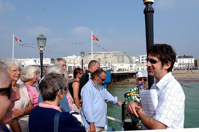 Local historian Chris Hare gaving a talk on Worthing Pier