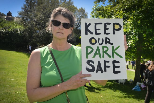 Protest against controversial cycle route plan in Alexandra Park in Hastings June 11 2022.