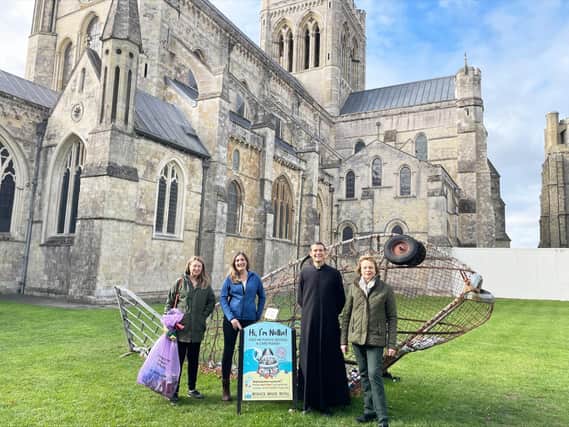 (from left to right) Andrea Smith, Carbon Reduction Project Manager (Chichester District Council), Lissie Pollard (the Final Straw Foundation), Canon Precentor, The Reverend Dr Jack Dunn (Chichester Cathedral) and Councillor Penny Plant, Cabinet Member for Environment and Chichester Contract Services