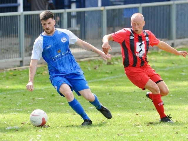 Action from a pre-season friendly between Shoreham and Worthing United at Middle Road