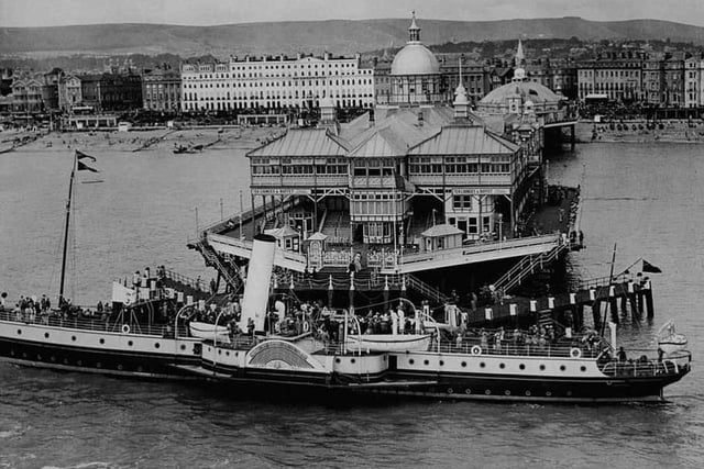 Eastbourne Pier where paddle steamers would tie up for visitors to disembark