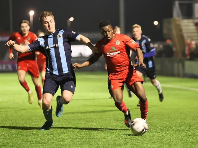 Action from Worthing FC's 6-2 Sussex Senior Cup win over Crowborough Athletic at Woodside Road