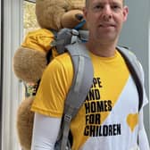 Horsham man Peter Garratt is taking part in the London Marathon this weekend with a giant teddy bear strapped to his back