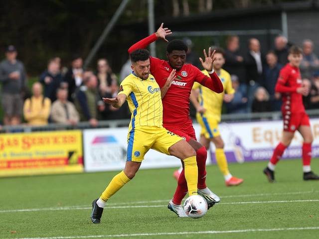 Action from Worthing FC's 1-1 draw with Taunton Town in National League South