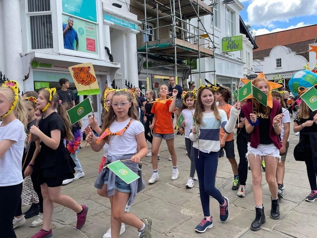 Natural World themed children's parade. Southwater Junior School