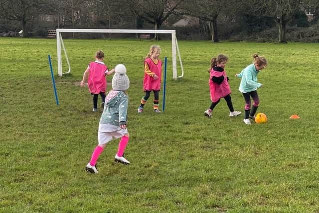 Girls get into the football action at Garylingwell