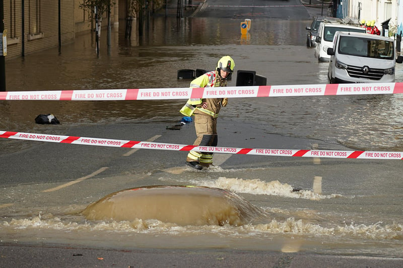 Hastings town centre flooding on October 28, 2023. Picture: Dan Jessup