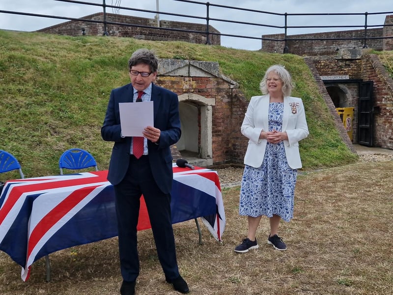 The Lord-Lieutenant of West Sussex, Lady Emma Barnard, has been given a tour of Shoreham Fort and shown the vision for the future before presenting the King's Award for Voluntary Service to the Friends of Shoreham Fort.