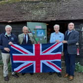 Andrew Griffith MP with Brian Smith and RAF veterans at The Spitfire Experience in Wisborough Green
