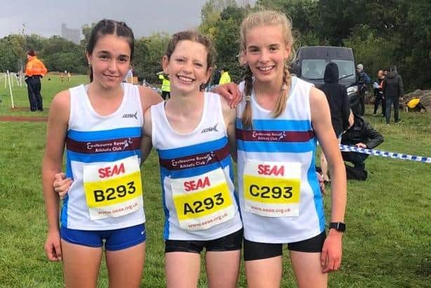 Eastbourne Rovers at Wormwood Scrubs - Raya Petrova, Freda Pearce & Daisy Connor took team silver in the Under-15 girls' relay team | Contributed picture