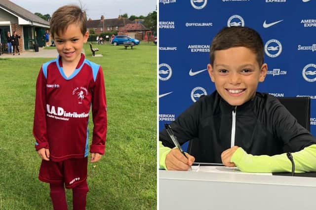 Dexter Bachellier playing his first game for Little Common - and signing a contract at Brighton & Hove Albion | Picture supplied by Little Common FC