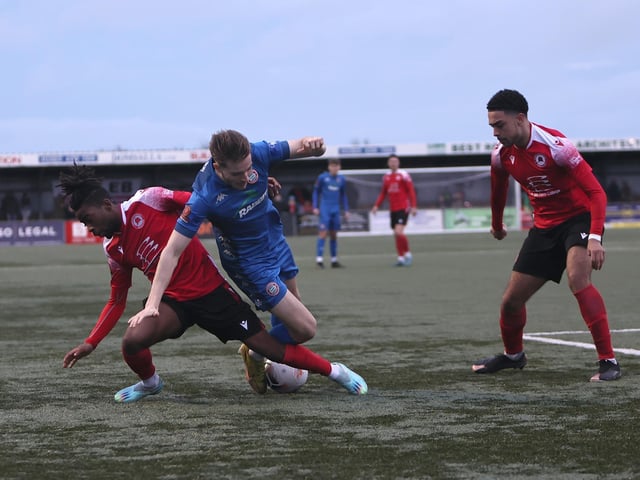 Action from Worthing's 2-0 National South win at Eastbourne Borough