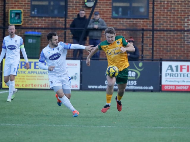 FA Trophy action between Horsham and AFC Totton