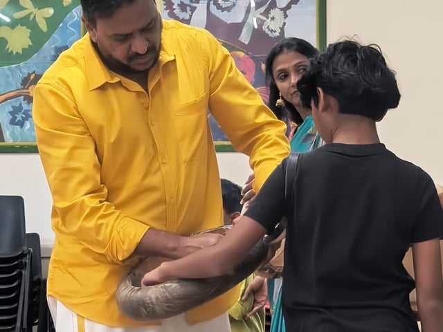 Children and adults came together in Crawley to discover the powerful rhythms of Parai, a traditional Tamil drumming art form, at a community workshop organised by Aurvi Collective