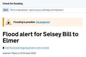A flood alert has been issued for coastal areas between Selsey and Elmer on Monday (October 26), including Sidlesham, Pagham and Bognor Regis. Photo: Environment Agency/Open Government Licence.