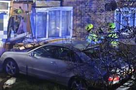 A car crashed into the wall of a home in Worthing on Sunday, March 3