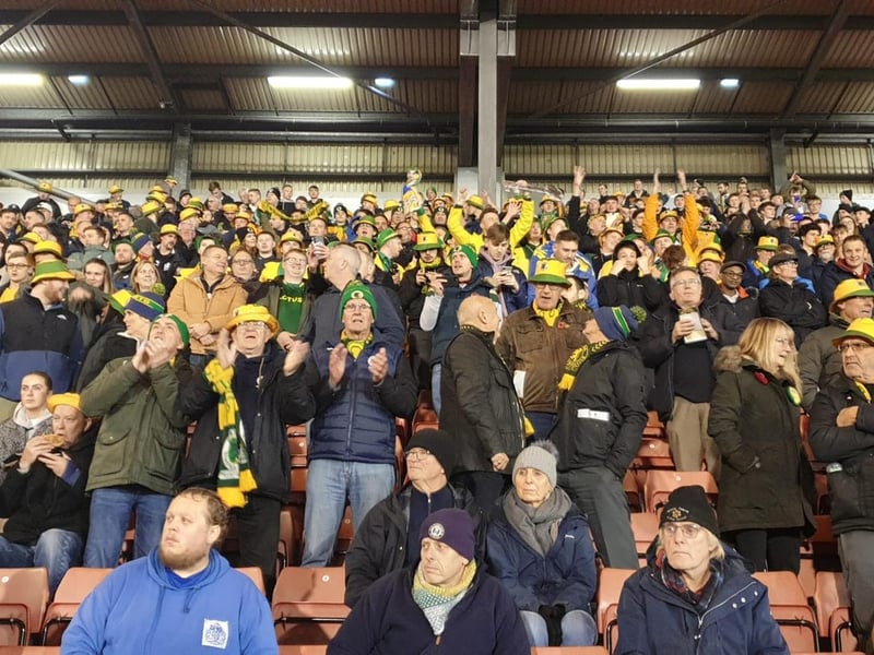 Horsham supporters at the historic FA Cup first round clash at Barnsley