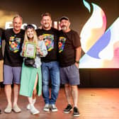 Changing Lives winner Bonnie Naef with, from left, property director Michael Gardner, founder Robby Enthoven, chief executive Rob Papps and founder Robert Brozin