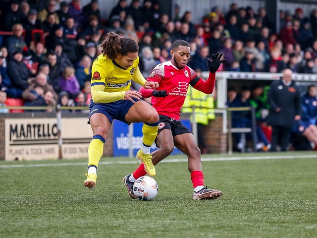 Action from Eastbourne Borough's 2-0 National League South win at home to Farnborough at Priory Lane
