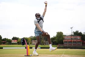 Jofra Archer bowls during a England Net Session at Mangaung Oval this week in Bloemfontein, South Africa. (Photo by Alex Davidson/Getty Images)