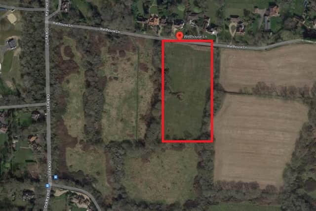 Phyllis Homes has applied to build a mix houses and bungalows on a 5,412 square metre site at Wellhouse Lane, Burgess Hill. Photo: Google Maps