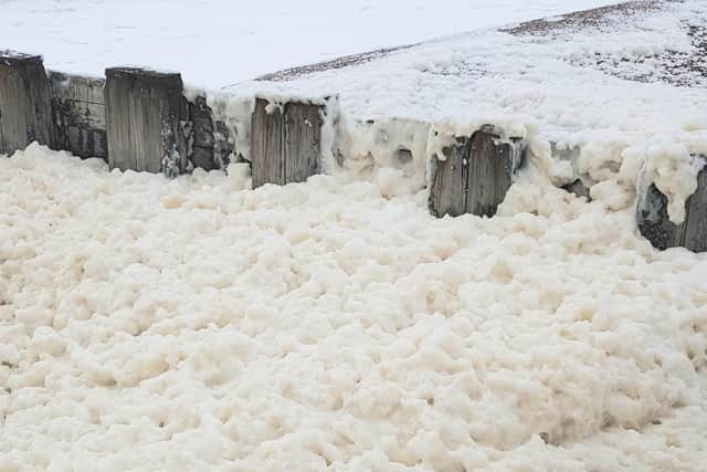 Sea foam in Bexhill. Picture by Derek Trueman
