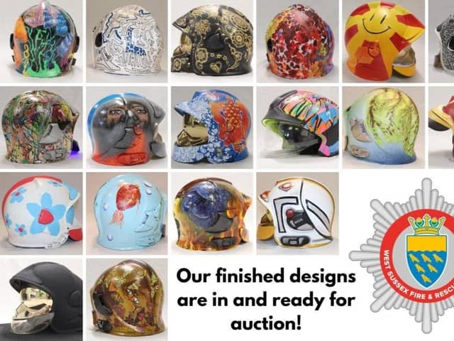 Decommissioned fire helmets will be seen in a whole new light next week when West Sussex Fire & Rescue Service pulls up the curtain on its Ashes to Art exhibition at Worthing Town Hall. Picture contributed