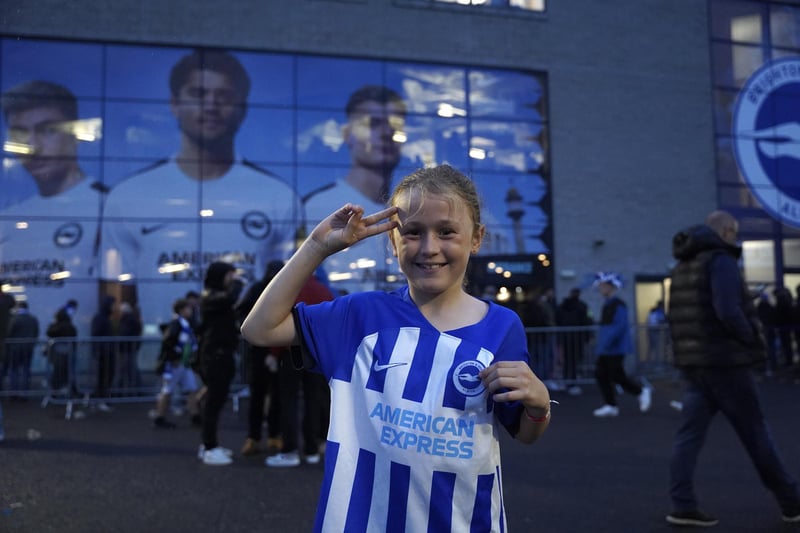 Brighton and Hove Albion fans at the Amex ahead of their first ever game in Europe. They are playing AEK Athens in the Europa League.