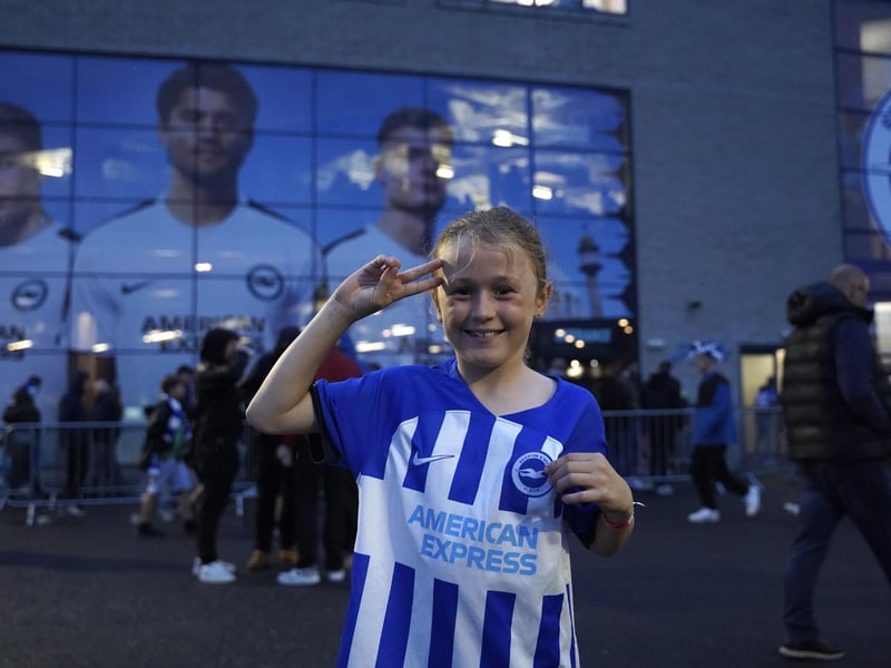 Brighton and Hove Albion fans at the Amex ahead of their first ever game in Europe. They are playing AEK Athens in the Europa League.
