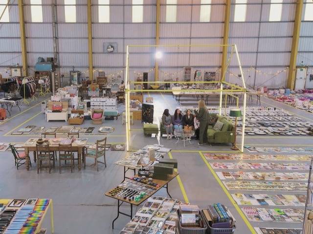 Stacey Solomon with the Jamiesons – and all the entire contents of their East Sussex home – in the Sort Your Life Out warehouse