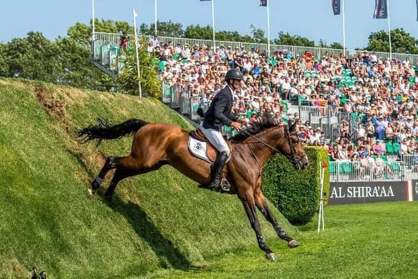 Ireland rider David Simpson winning the 2023 Al Shira aa Derby at Hickstead | Picture by Julian Portch