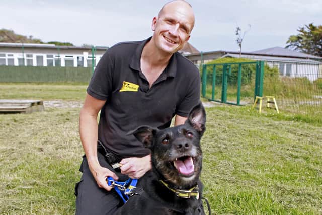 Benny with Ryan Hawkins, maintenance operative, whose role is funded by the players of People’s Postcode Lottery.
