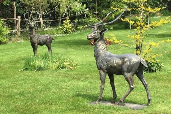 Three bronze plated stag statues were stolen from an address in Wrecclesham in Waverley, Surrey. Picture courtesy of Surrey Police