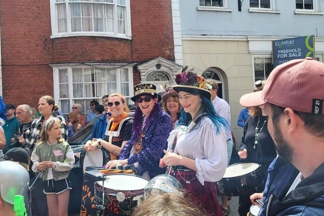 Earthquake Drummers at the Battle of Lewes 2023.