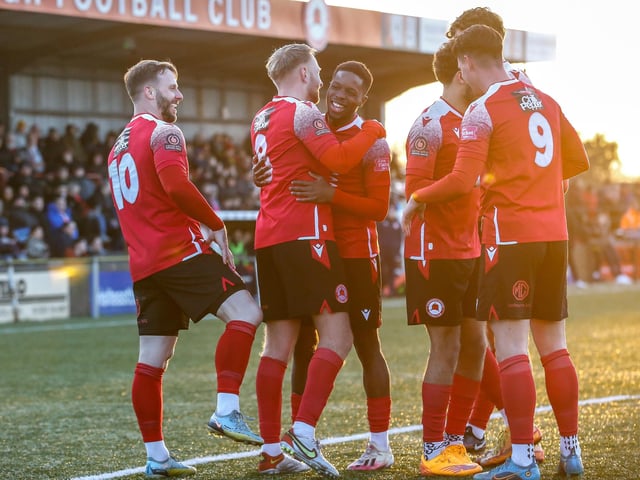 Action from Eastbourne Borough's win over Hungerford Town in the National League South