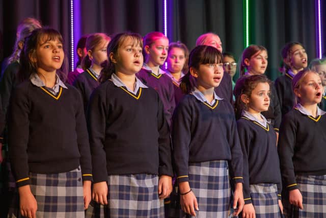 Sofia Drobysh and Nastya Lyskova have helped compose and perform the song that is Burgess Hill Girls Prep’s entry into Barnardo’s 2023 National Choral Competition. Tim Osborne Photography