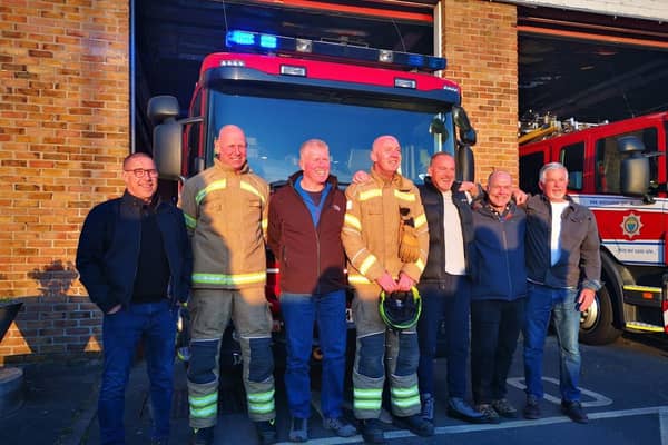Alan Simcox (middle) and colleagues at Bognor Fire Station for his leaving presentation in March 2022. Gary Winter is pictured immediately to the right of Alan.
West Sussex Fire & Rescue