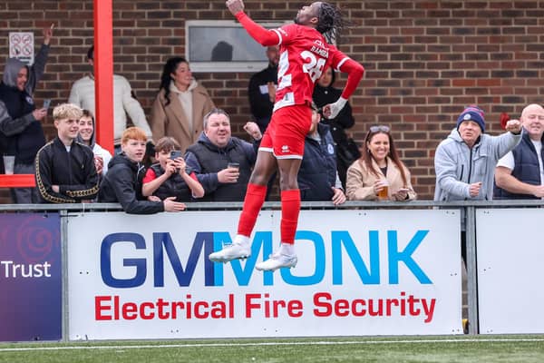 Action from Eastbourne Borough's National League South victory over Taunton Town at Priory Lane