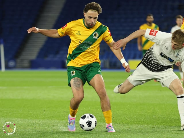James Hammond’s majestic 95th minute free-kick clinched Horsham FC’s first league and Sussex Transport Senior Cup double in the club’s history.