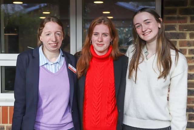 Maia Tollner, Emma Hitchens and Caitlinn Dineen at Burgess Hill Girls