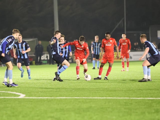 Action from Worthing FC's 6-2 Sussex Senior Cup win over Crowborough Athletic at Woodside Road