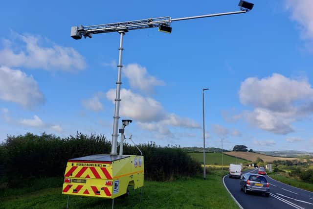The new type of technology captures footage of passing motorists. The images are processed using artificial intelligence (AI) to analyse whether the motorists could be using a handheld mobile phone or drivers may be without a seat belt. Photo: National Highways