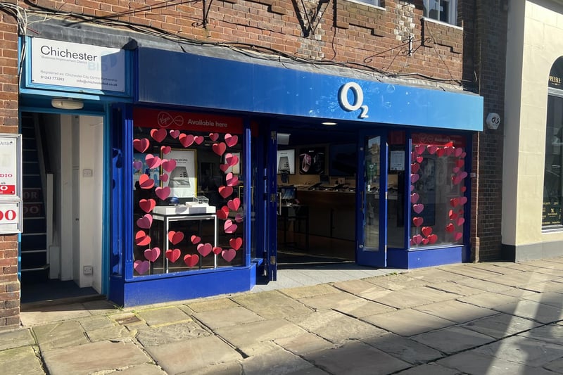 O2 in Chichester with some cheeky Valentine's Day decorations.