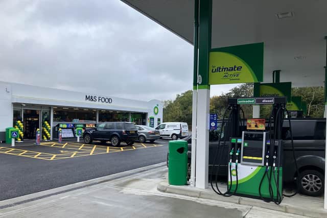 A new BP petrol station and M&S Food Store opened today off the A264 road between Horsham and Crawley. Photo: Sarah Page