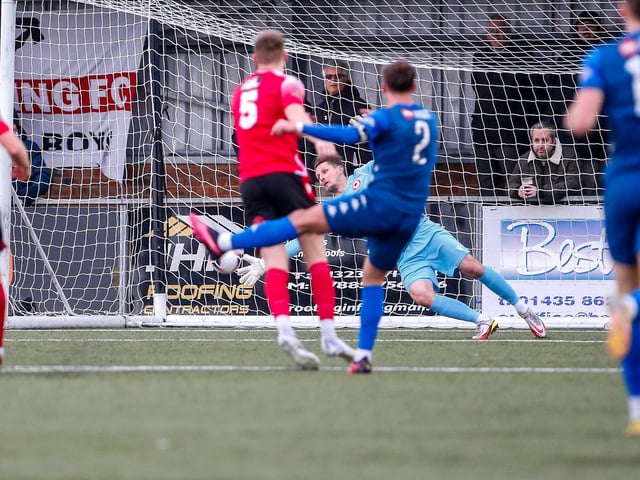 Action from Eastbourne Borough's 2-0 home loss to Worthing in National South