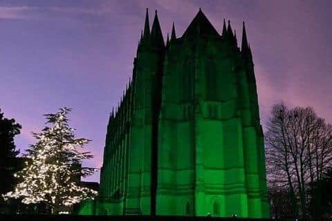 Lancing College Chapel lights up for the NSPCC on December 22nd 2023