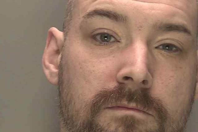 Kieron Everitt, 37, of Longford Road, Bognor Regis, has been jailed following a 'vicious and unprovoked attack' in Horsham. Picture courtesy of Sussex Police