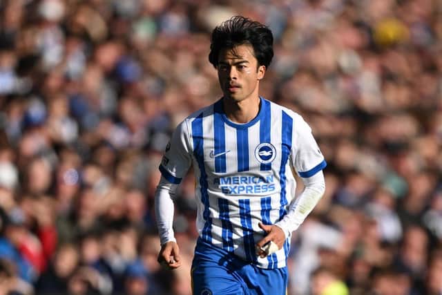 Kaoru Mitoma of Brighton & Hove Albion has been struggling with a heel injury
