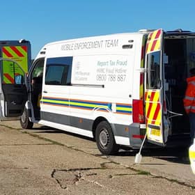 A joint agency stop site in Cranleigh targeted commercial vehicle crime, rogue trading and licensing offences. Pictures courtesy of Surrey Police