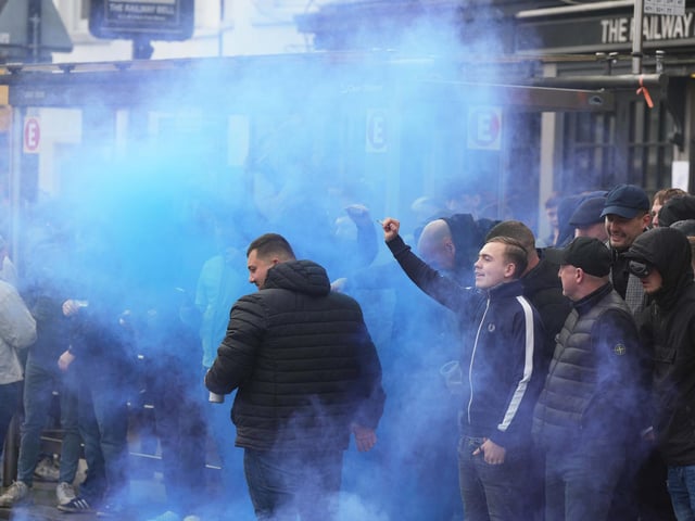 Brighton is swarming with police officers ahead of a Premier League match between Albion and Crystal Palace